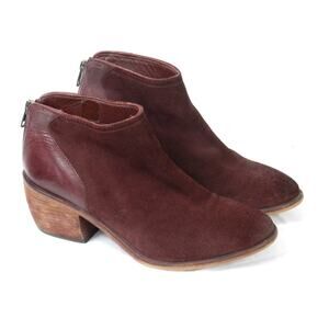 Charles By Charles David Burgundy Nubuck Suede Ankle Booties Size 10 Classic